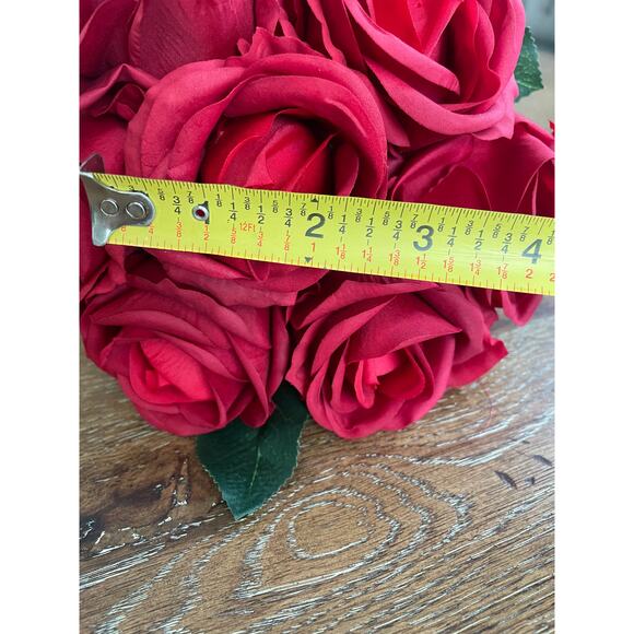 Red-colored Artificial 7 Rose Bouquet 11.5" - Picture 7 of 7